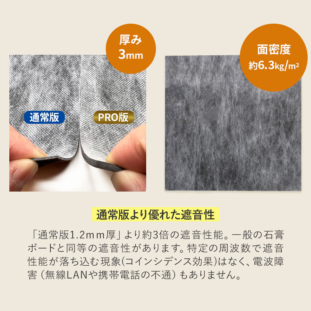日本製 遮音シート「saegiriPRO」30cm×30cm 3mm厚 面密度 約6.3kg/㎡【12枚/24枚/48枚】