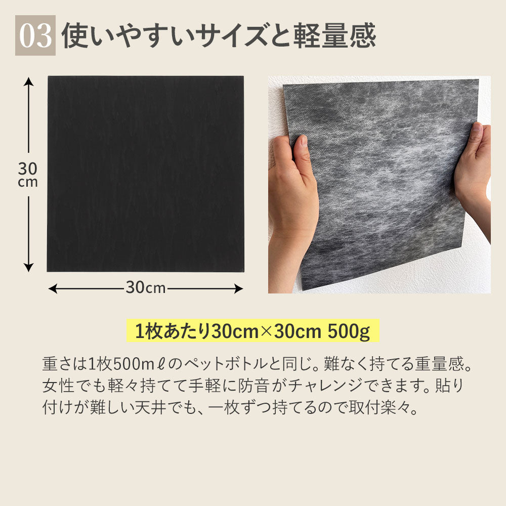 日本製 遮音シート「saegiriPRO」30cm×30cm 3mm厚 面密度 約6.3kg/㎡【12枚/24枚/48枚】
