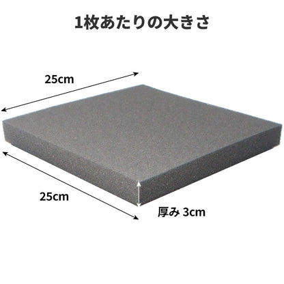フラット型 ウレタンフォーム 25cm×25cm 厚み3cm  密度26kg/m3 【4枚/12枚/24枚】