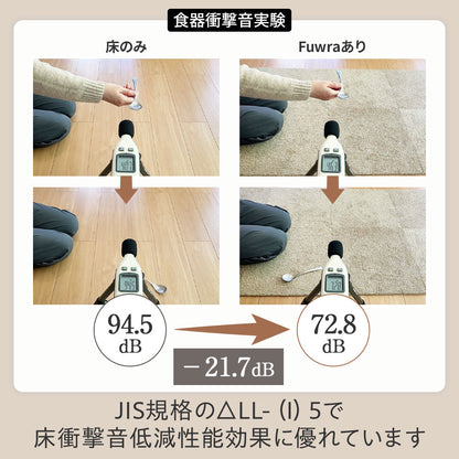 日本製 防音タイル カーペット「Fuwra」床衝撃音低減ΔLL(I)-5 40×40cm 厚み10mm 10枚セット