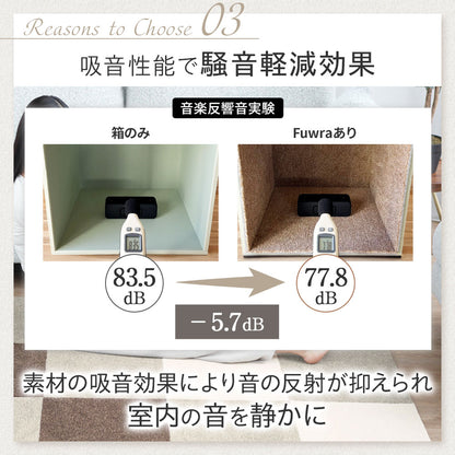 日本製 防音タイル カーペット「Fuwra」床衝撃音低減ΔLL(I)-5 40×40cm 厚み10mm 10枚セット