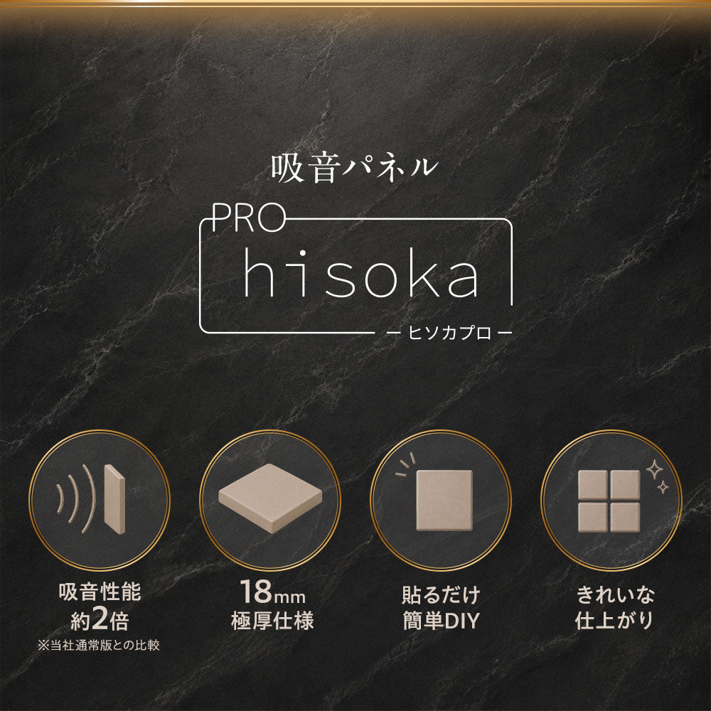 吸音パネル 「hisokaPRO」 スクエア型 厚さ18mm 虫ピン付属 12枚セット