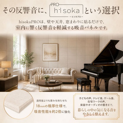 吸音パネル 「hisokaPRO」 スクエア型 厚さ18mm 虫ピン付属 12枚セット