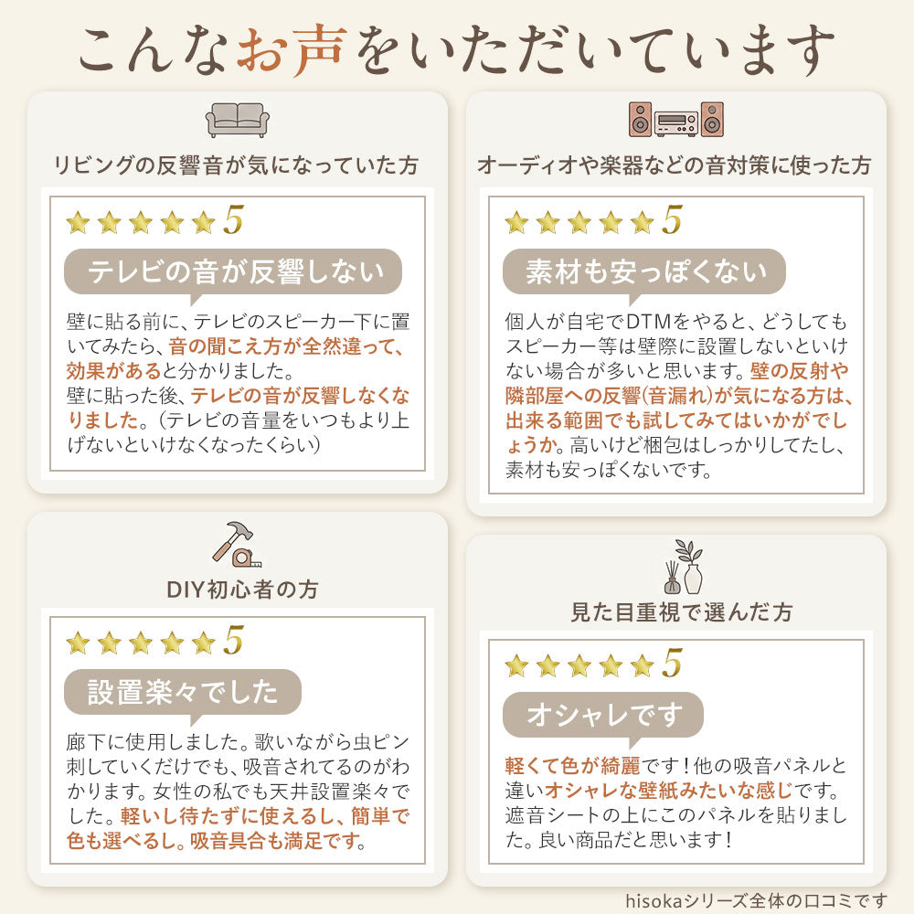 吸音パネル 「hisokaPRO」 スクエア型 厚さ18mm 虫ピン付属 12枚セット