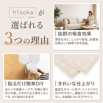 吸音パネル 「hisoka」厚さ9mm 虫ピン付属 12枚セット
