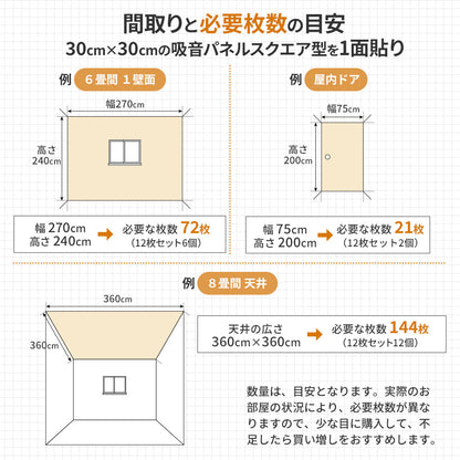 吸音パネル 「hisoka」スクエア型 ヘキサゴン型 厚さ9mm 虫ピン付属 12枚セット