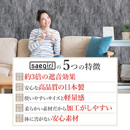 日本製 遮音シート「saegiriPRO」30cm×30cm 3mm厚 面密度 約6.3kg/㎡【12枚/24枚/48枚】