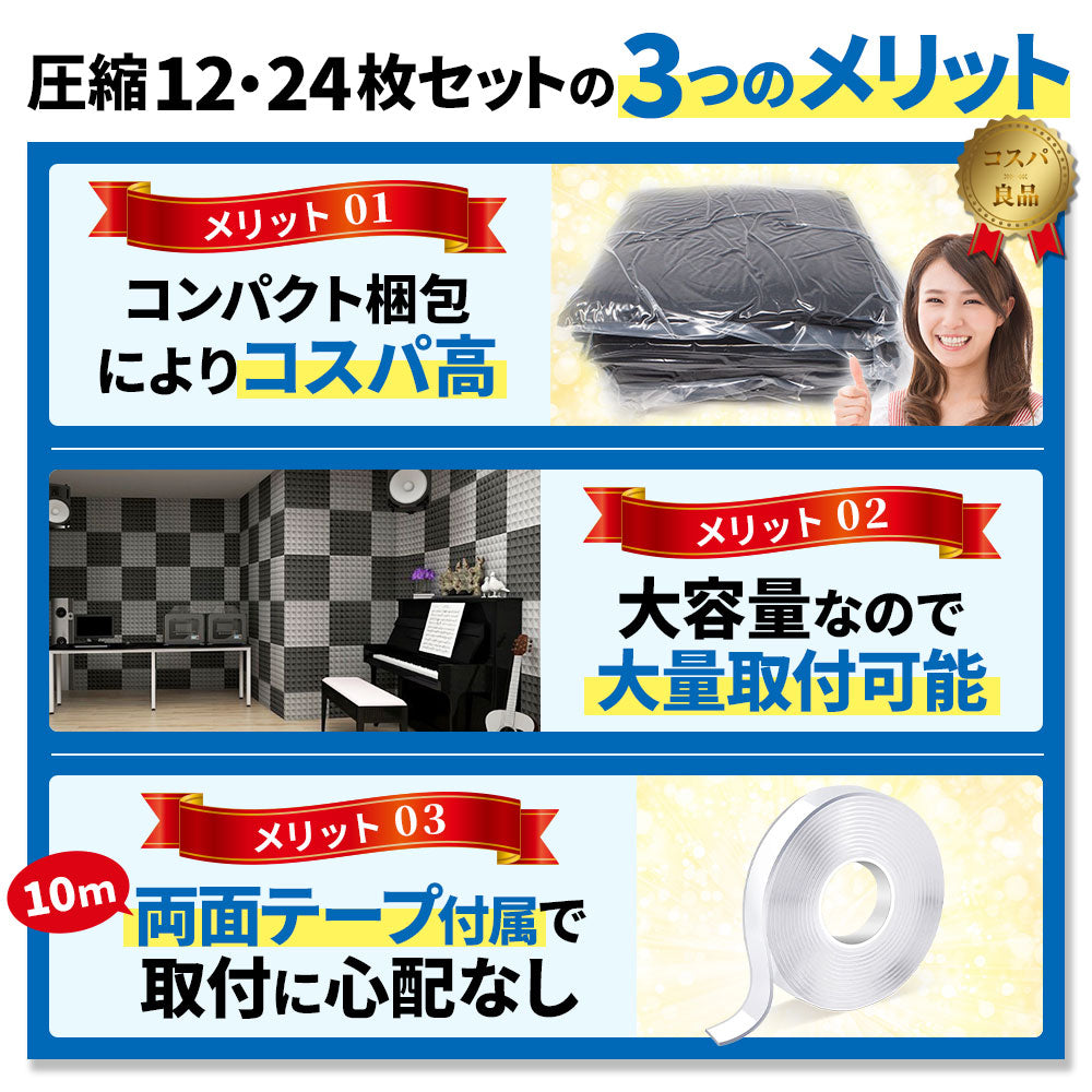 波型 ウレタンフォーム 25cm×25cm 厚み3cm  密度26kg/m3 【4枚/12枚/24枚】