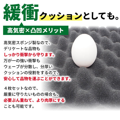 波型 ウレタンフォーム 25cm×25cm 厚み5cm  密度26kg/m3 【4枚/12枚/24枚】
